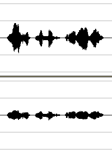 sound oscillograms before and after compression
